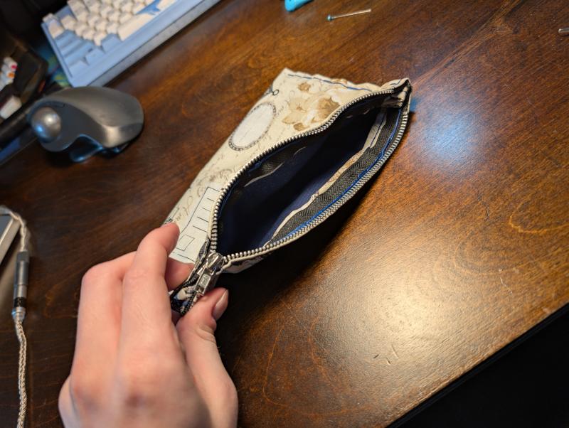 The finished Marker Bag with its zipper open 